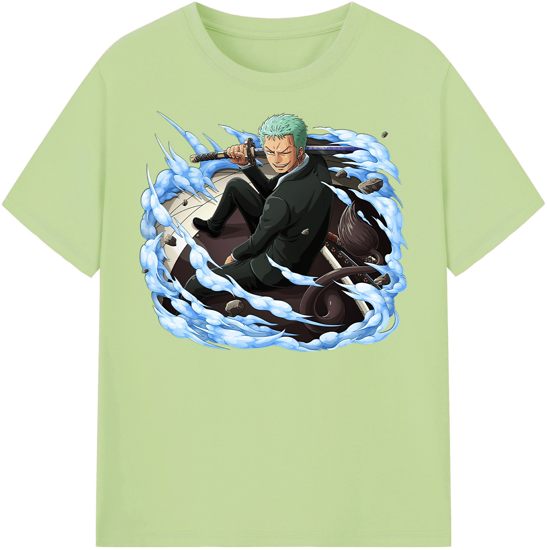 ワンピース ロロノア・ゾロ ONE PIECE Roronoa Zoro 綿100％半袖Tシャツ（フロントプリント）